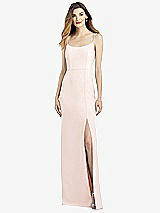 Alt View 1 Thumbnail - Blush Spaghetti Strap V-Back Crepe Gown with Front Slit