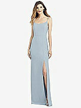 Alt View 1 Thumbnail - Mist Spaghetti Strap V-Back Crepe Gown with Front Slit