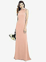 Alt View 1 Thumbnail - Pale Peach Bow-Neck Open-Back Trumpet Gown