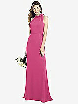 Alt View 1 Thumbnail - Tea Rose Bow-Neck Open-Back Trumpet Gown