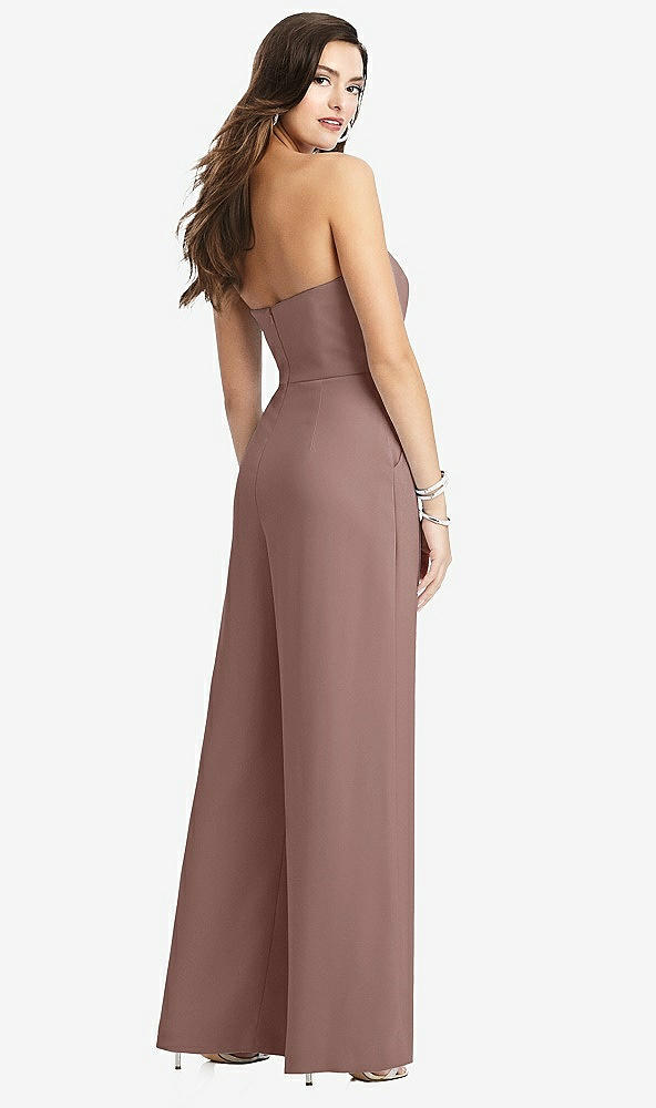 Back View - Sienna Strapless Notch Crepe Jumpsuit with Pockets