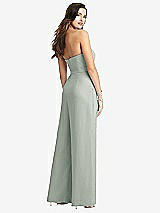 Rear View Thumbnail - Willow Green Strapless Notch Crepe Jumpsuit with Pockets