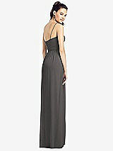 Rear View Thumbnail - Caviar Gray Slim Spaghetti Strap Chiffon Dress with Front Slit 