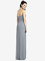 Rear View Thumbnail - Platinum Slim Spaghetti Strap Chiffon Dress with Front Slit 