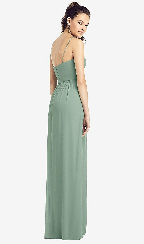 Back View - Seagrass Slim Spaghetti Strap Chiffon Dress with Front Slit 