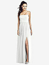 Front View Thumbnail - White Slim Spaghetti Strap Chiffon Dress with Front Slit 