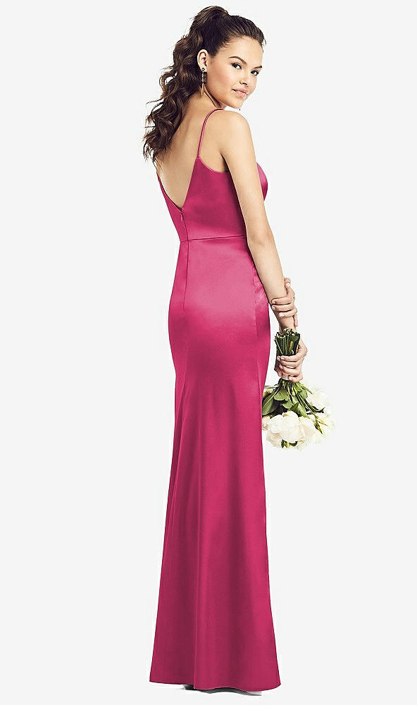 Back View - Shocking Slim Spaghetti Strap V-Back Trumpet Gown