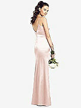 Rear View Thumbnail - Blush Slim Spaghetti Strap V-Back Trumpet Gown