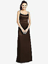 Front View Thumbnail - Espresso Slim Spaghetti Strap V-Back Trumpet Gown