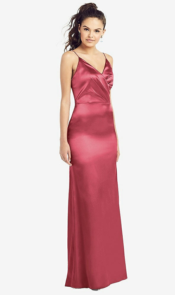 Front View - Nectar Slim Spaghetti Strap Wrap Bodice Trumpet Gown