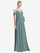 Front View Thumbnail - Icelandic Draped Cold-Shoulder Chiffon Maternity Dress