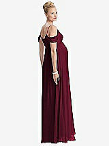 Rear View Thumbnail - Cabernet Draped Cold-Shoulder Chiffon Maternity Dress