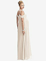 Rear View Thumbnail - Oat Draped Cold-Shoulder Chiffon Maternity Dress