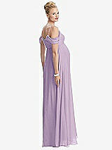Rear View Thumbnail - Pale Purple Draped Cold-Shoulder Chiffon Maternity Dress