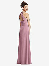 Front View Thumbnail - Dusty Pink Shirred Jewel Neck Chiffon Juniors Dress