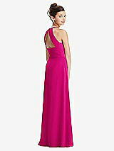 Front View Thumbnail - Think Pink Shirred Jewel Neck Chiffon Juniors Dress