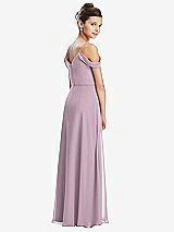 Rear View Thumbnail - Suede Rose Draped Cold Shoulder Chiffon Juniors Dress