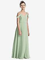 Front View Thumbnail - Celadon Draped Cold Shoulder Chiffon Juniors Dress