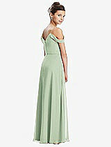 Rear View Thumbnail - Celadon Draped Cold Shoulder Chiffon Juniors Dress