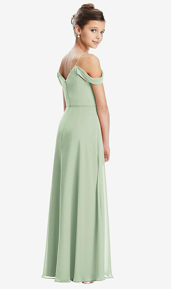 Back View - Celadon Draped Cold Shoulder Chiffon Juniors Dress