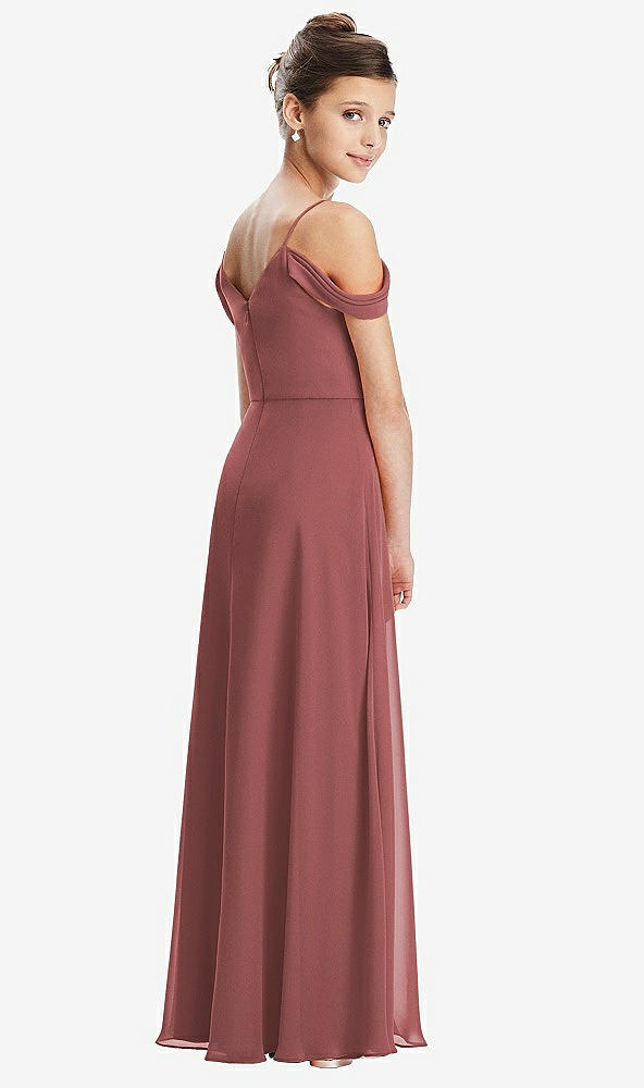 Back View - English Rose Draped Cold Shoulder Chiffon Juniors Dress