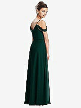 Rear View Thumbnail - Evergreen Draped Cold Shoulder Chiffon Juniors Dress