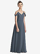 Front View Thumbnail - Silverstone Draped Cold Shoulder Chiffon Juniors Dress