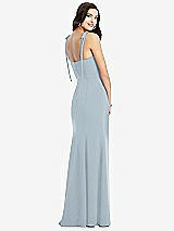 Rear View Thumbnail - Mist Bustier Crepe Gown with Adjustable Bow Straps
