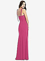 Rear View Thumbnail - Tea Rose Bustier Crepe Gown with Adjustable Bow Straps