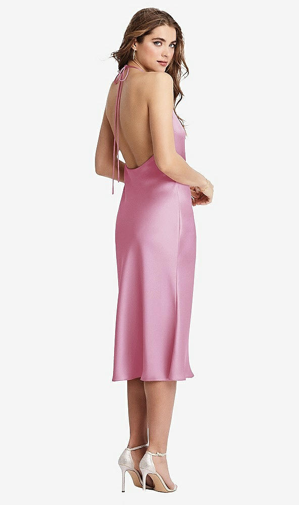 Back View - Powder Pink Cowl-Neck Convertible Midi Slip Dress - Piper