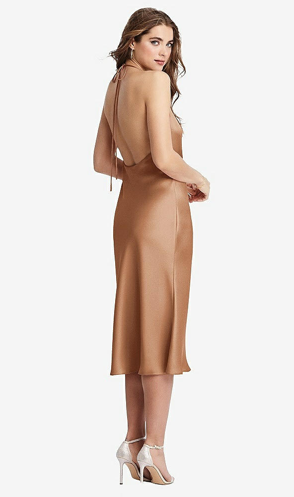 Back View - Toffee Cowl-Neck Convertible Midi Slip Dress - Piper