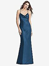 Rear View Thumbnail - Dusk Blue Cowl-Neck Convertible Maxi Slip Dress - Reese