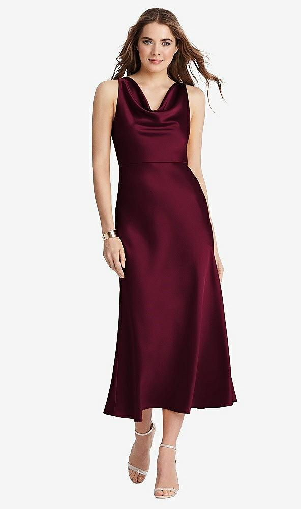 Front View - Cabernet Cowl-Neck Midi Tank Dress - Esme