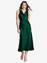 Front View Thumbnail - Hunter Green Cowl-Neck Midi Tank Dress - Esme