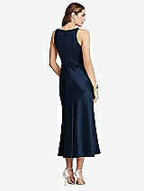 Rear View Thumbnail - Midnight Navy Cowl-Neck Midi Tank Dress - Esme