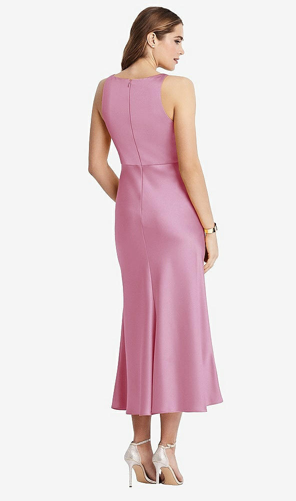 Back View - Powder Pink Cowl-Neck Midi Tank Dress - Esme