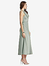 Side View Thumbnail - Willow Green Cowl-Neck Midi Tank Dress - Esme