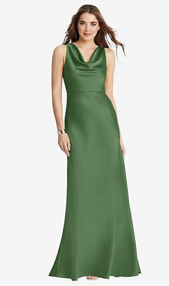 Front View - Vineyard Green Cowl-Neck Maxi Tank Dress - Nova