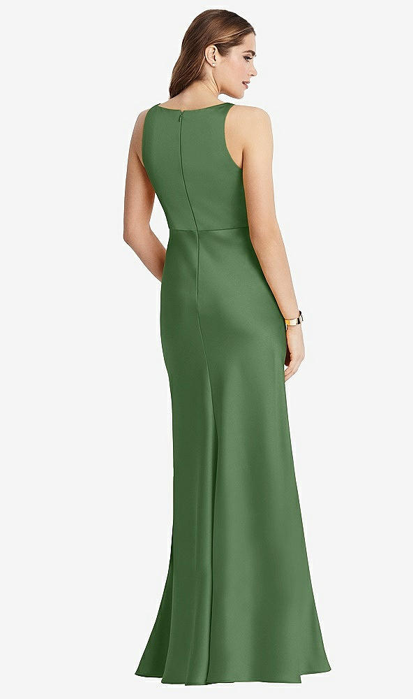 Back View - Vineyard Green Cowl-Neck Maxi Tank Dress - Nova