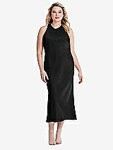 Alt View 2 Thumbnail - Black Tie Neck Cutout Midi Tank Dress - Lou