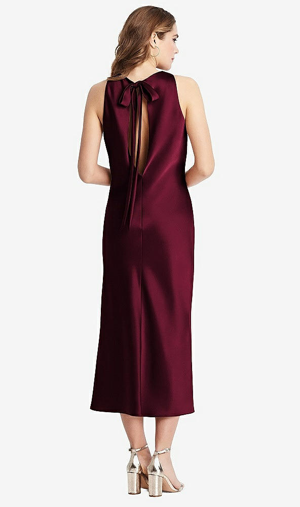 Back View - Cabernet Tie Neck Cutout Midi Tank Dress - Lou