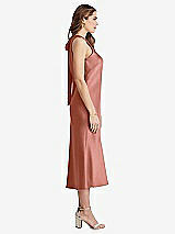 Side View Thumbnail - Desert Rose Tie Neck Cutout Midi Tank Dress - Lou