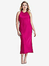 Alt View 2 Thumbnail - Think Pink Tie Neck Cutout Midi Tank Dress - Lou