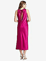 Rear View Thumbnail - Think Pink Tie Neck Cutout Midi Tank Dress - Lou