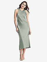 Front View Thumbnail - Willow Green Tie Neck Cutout Midi Tank Dress - Lou