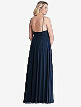 Alt View 2 Thumbnail - Midnight Navy High Neck Chiffon Maxi Dress with Front Slit - Lela