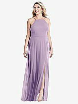 Alt View 1 Thumbnail - Pale Purple High Neck Chiffon Maxi Dress with Front Slit - Lela