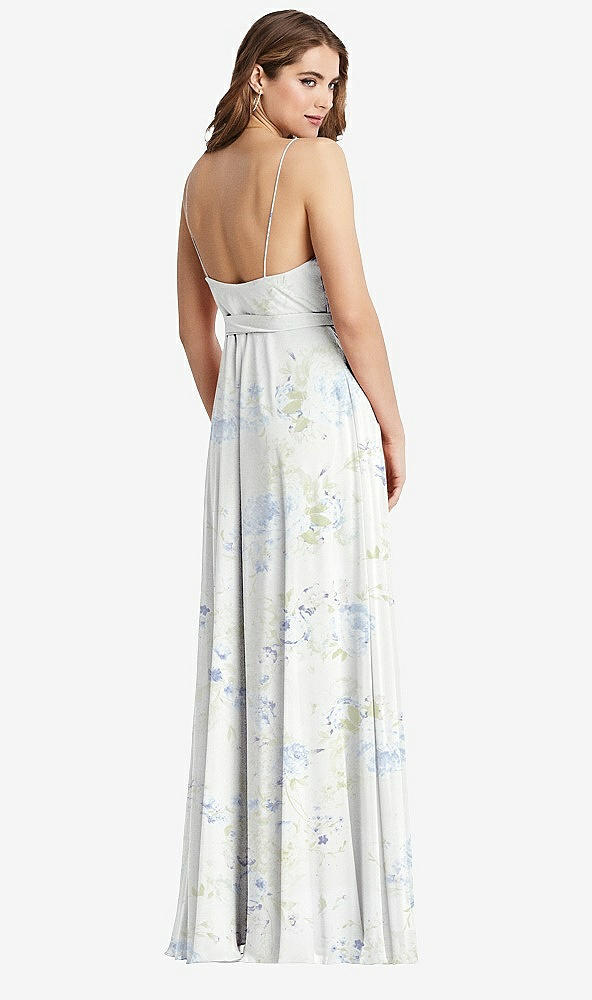 Back View - Bleu Garden Chiffon Maxi Wrap Dress with Sash - Cora