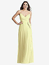 Front View Thumbnail - Butter Yellow Chiffon Maxi Wrap Dress with Sash - Cora