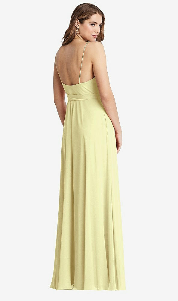 Back View - Butter Yellow Chiffon Maxi Wrap Dress with Sash - Cora